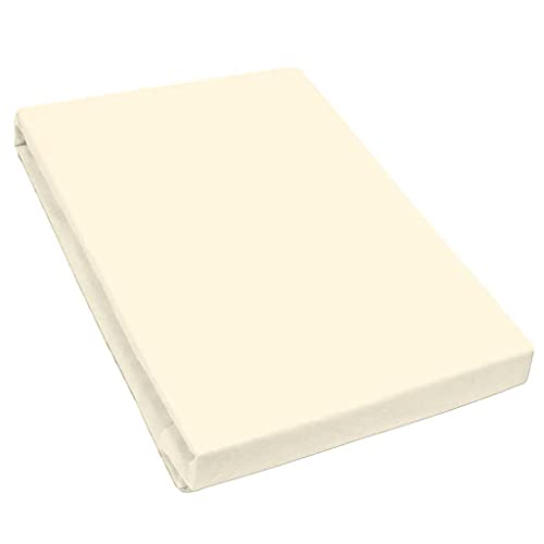 Bella Luna Jersey de Luxe Spannbettlaken in Puder-Beige | Bettbezug für Wasserbetten, Boxspringbetten & Übergrößen | Größe 180x200 bis 200x220 cm | pflegeleichtes Spannbetttuch aus 97% Baumwolle von Bella Luna