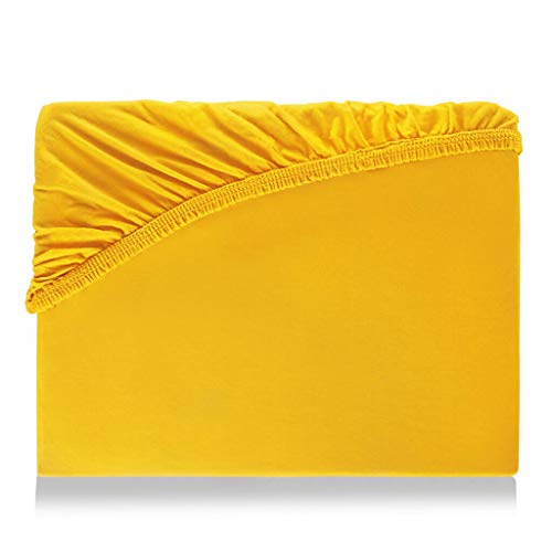Bella Luna - Spannbettlaken 180x200cm für Boxspringbett auch passend für 200x200 cm / 200x210cm / 200x220cm Übergröße Jersey Bettbezug Baumwolle Elastan Bettlaken 180x200cm bis 200x220 cm - Goldgelb Bella Luna - Spannbettlaken 180x200cm für Boxspringbett auch passend für 200x200 cm / 200x210cm / 200x220cm Übergröße Jersey Bettbezug Baumwolle Elastan Bettlaken 180x200cm bis 200x220 cm - Goldgelb von Bella Luna