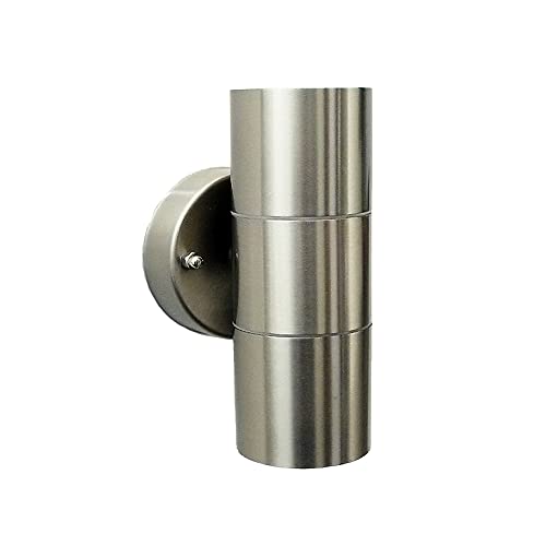 Dapo® Hochwertige Edelstahl-Außen-Wand-Leuchte-Lampe Bornholm Up-/Down-Light, Fassung 2x GU10, je max. 35 W, H: 16,5cm D: 6cm, Halterung D: 8,5cm,I P44, Eingangs-Balkon-Terrassen-Leuchte-Lampe Dapo® Hochwertige Edelstahl-Außen-Wand-Leuchte-Lampe Bornholm Up-/Down-Light, Fassung 2x GU10, je max. 35 W, H: 16,5cm D: 6cm, Halterung D: 8,5cm,I P44, Eingangs-Balkon-Terrassen-Leuchte-Lampe von Dapo