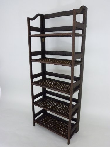 Wohnzimmer-Regal Esszimmer-Küche-Flur-Gang-Arbeitszimmer-Werkstatt-Werkzeug-Büro-Kinderzimmer-Balkon-Terassen-Keller-Regal aus Pappe in Rattan-Optik; 49,5cm x 29cm x 133cm von Dapo