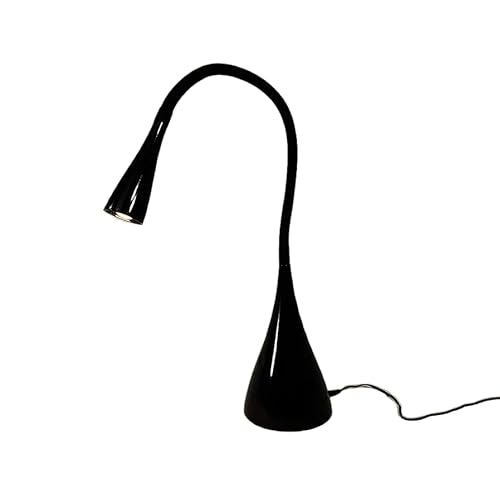 LED-Tisch-Schreibtisch-Leuchte-Lampe JONAS Kunsstoff schwarz, Höhe:. 53cm, Fuß D:11,5cm, Kopf D: 4cm, inkl. eingebaute LEDS 3,5W, 4-Stufen-Touch-Dimmer, Nachttisch-Schüler-Büro-Leuchte-Lampe von Dapo