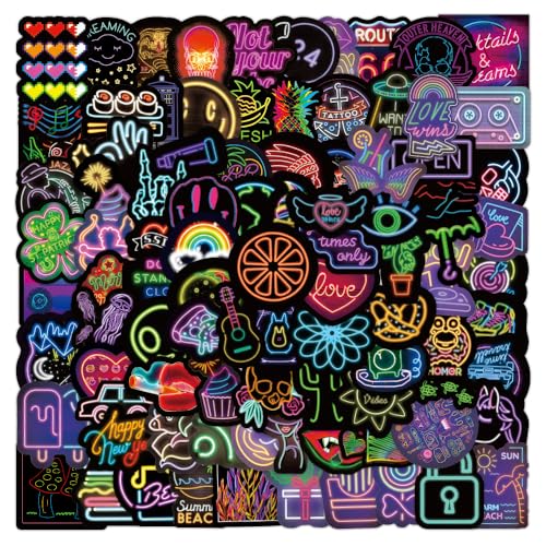 100 Neon-Aufkleber für Wasserflaschen & mehr | Coole Vinyl-Sticker für Laptops, Skateboards, Scrapbooking & mehr | Wasserdichte Sticker für Kinder, Belohnungen & Dekoration 100 Neon-Aufkleber für Wasserflaschen & mehr | Coole Vinyl-Sticker für Laptops, Skateboards, Scrapbooking & mehr | Wasserdichte Sticker für Kinder, Belohnungen & Dekoration von BellaBlend