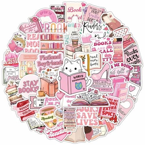 100 Pinke Buchsticker für Kindle | Lese-Sticker-Set für Hülle, Wasserflasche, Laptop, iPad | Wasserdichte Vinyl-Aufkleber als Geschenk für Schüler, Erwachsene, Teenager & Kinder von BellaBlend
