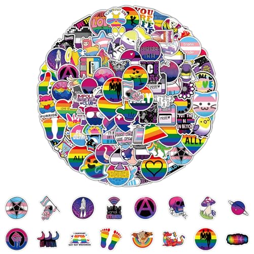 200 Stück LGBTQ+ Pride Aufkleber – Regenbogen-Sticker für LGBTQ, Trans, Lesbian, Bi, Pansexuell, Nonbinary – Wasserdicht, UV-beständig – Ideal für Dekoration, Accessoires und Geschenke von BellaBlend
