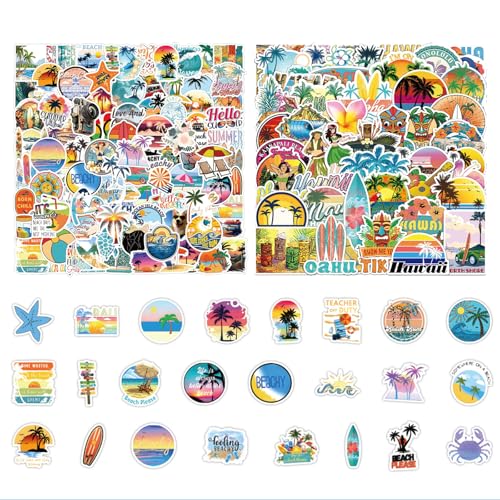 Sommer-Themen-Sticker-Pack für Kinder, Teens & Erwachsene – 120 Niedliche Sommer- und Strand-Sticker für Wasserflaschen, Tagebücher & Scrapbooks, Wasserdichte Aufkleber für Laptop, Koffer, von BellaBlend