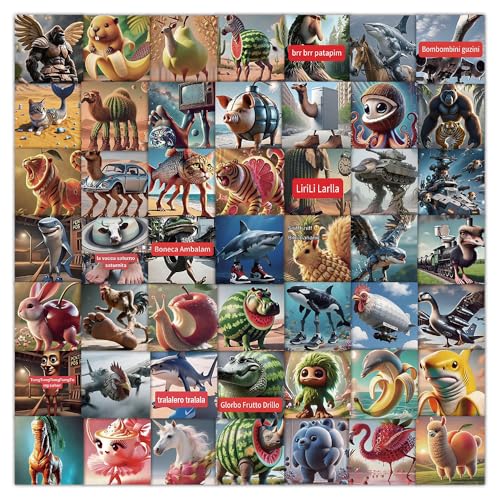 Tung Tung Tung Sahur Sticker-Set – 240 Stück inklusive Tralalero Tralala und Italian Brainrot – Wasserdichte Sticker für Trinkflaschen, Laptops, Handys & Skateboards von BellaBlend