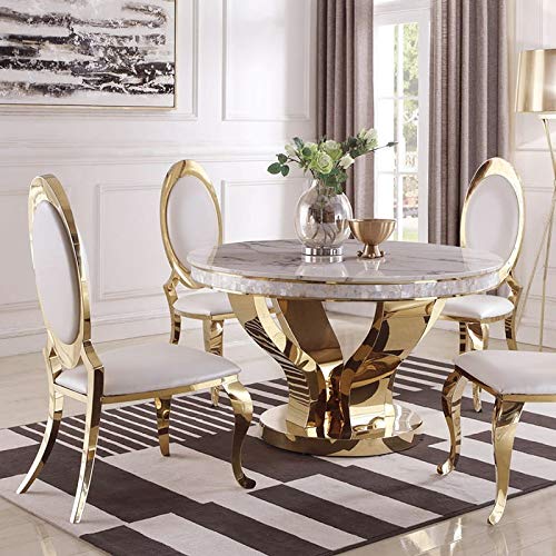 Barock Tisch Davson Gold 130 cm rund Glasplatte Esstisch von BellaCasa