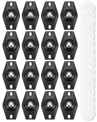 16 Stück Mini-Kugelrollen, selbstklebende 360°-Lenkrollen, kleine Universalräder für Möbel, Aufbewahrungsboxen, Küchengeräte und Abfalleimer (Schwarz) von BellaGesundheit