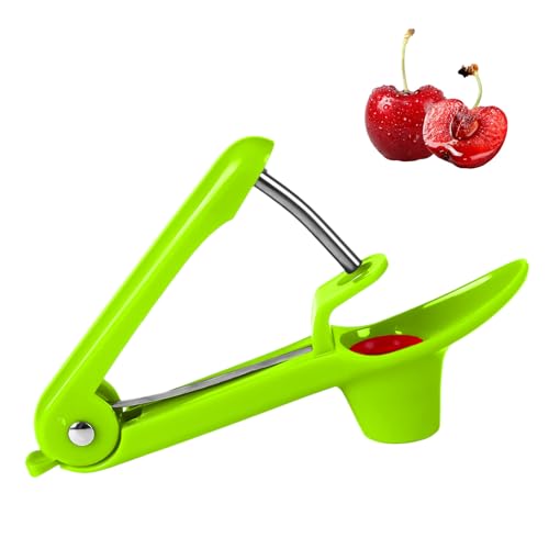 Kirschenentkerner– Edelstahl Obstkernentferner für Kirschen, Oliven & Beeren – Handliches Werkzeug zum Entkernen, leicht zu reinigen & langlebig (Grün) von BellaGesundheit