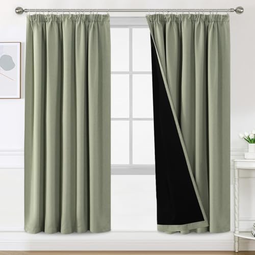 BellaHills 100% Blickdicht Vorhang mit Kräuselband 2er Set H240 x B140 cm Schlafzimmer Gardinen Blickdicht Verdunklungsvorhänge Thermal Curtains Blackout Vorhang, Salbei Hell BellaHills 100% Blickdicht Vorhang mit Kräuselband 2er Set H240 x B140 cm Schlafzimmer Gardinen Blickdicht Verdunklungsvorhänge Thermal Curtains Blackout Vorhang, Salbei Hell von BellaHills