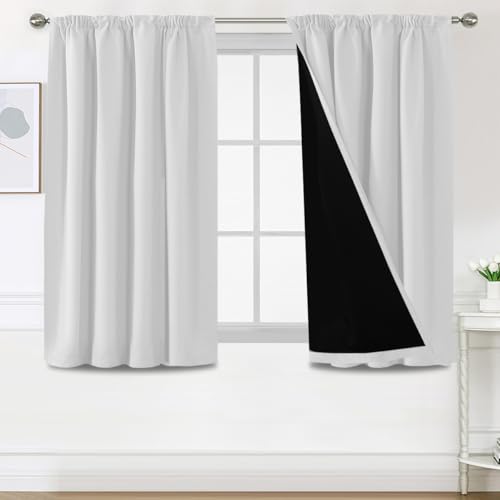 BellaHills 100% Thermovorhang Kälteschutz mit Kräuselband Gardinen Blickdicht 2er Set H137 x B117 cm Verdunklungsgardine Vorhänge Wohnzimmer Blackout Curtains, Vorhänge Kurz, Grau-weiß BellaHills 100% Thermovorhang Kälteschutz mit Kräuselband Gardinen Blickdicht 2er Set H137 x B117 cm Verdunklungsgardine Vorhänge Wohnzimmer Blackout Curtains, Vorhänge Kurz, Grau-weiß von BellaHills