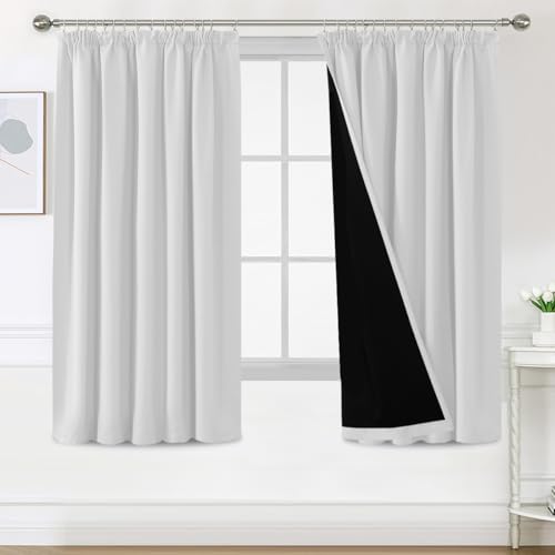 BellaHills 100% Thermovorhang Kälteschutz mit Kräuselband Gardinen Blickdicht 2er Set H175 x B140 cm Verdunklungsgardine Vorhänge Wohnzimmer Blackout Curtains, Vorhänge Kurz, Grau-weiß BellaHills 100% Thermovorhang Kälteschutz mit Kräuselband Gardinen Blickdicht 2er Set H175 x B140 cm Verdunklungsgardine Vorhänge Wohnzimmer Blackout Curtains, Vorhänge Kurz, Grau-weiß von BellaHills
