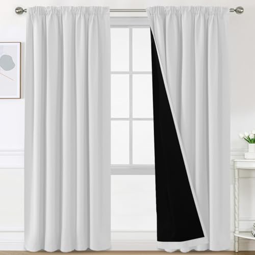 BellaHills 100% Thermovorhang Kälteschutz mit Kräuselband Gardinen Blickdicht 2er Set H240 x B132 cm Verdunklungsgardine Vorhänge Wohnzimmer Blackout Curtains, Vorhänge Kurz, Grau-weiß BellaHills 100% Thermovorhang Kälteschutz mit Kräuselband Gardinen Blickdicht 2er Set H240 x B132 cm Verdunklungsgardine Vorhänge Wohnzimmer Blackout Curtains, Vorhänge Kurz, Grau-weiß von BellaHills