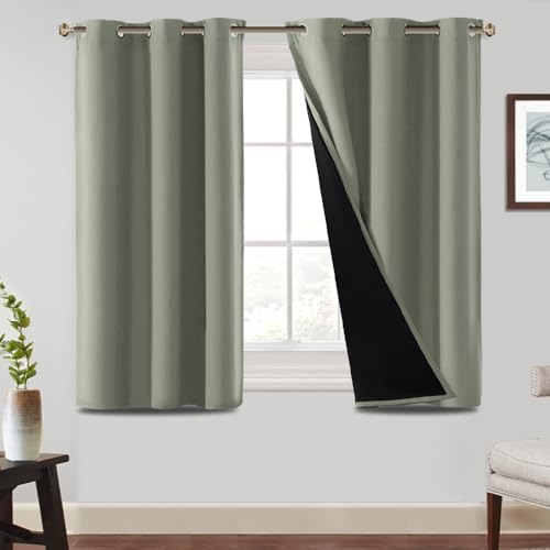 BellaHills 100% Verdunkelung Ösenvorhang 2er Set Kurze Gardinen Wohnzimmer vorhänge H 137 x B 117 cm Schlafzimmer Gardinen und Vorhang Kälteschutz & Wärmeisolierend, Salbei hell BellaHills 100% Verdunkelung Ösenvorhang 2er Set Kurze Gardinen Wohnzimmer vorhänge H 137 x B 117 cm Schlafzimmer Gardinen und Vorhang Kälteschutz & Wärmeisolierend, Salbei hell von BellaHills