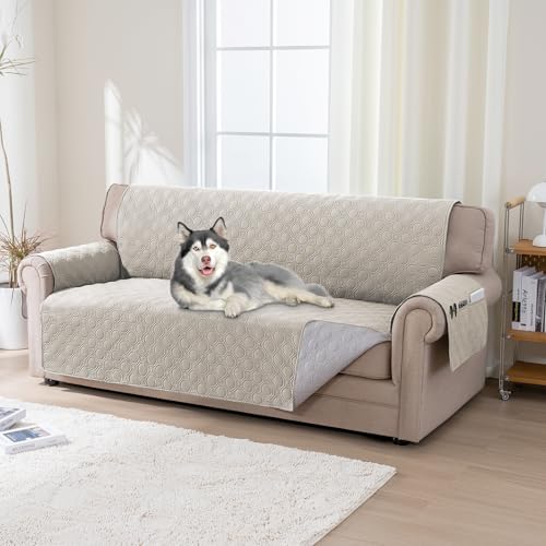 BellaHills 100% Wasserdicht Sofa Überzug Sofaschoner 3 Sitzer (51x172cm) Sofa Cover Überwurf Couch Überzug Anti-rutsch Sofaschutz, Französische Eiche von BellaHills