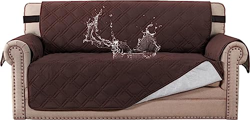 BellaHills 100% wasserdicht Zweisitzer Bezug für Haustiere Premium Quilted Furniture Protector Sofa Schonbezug für Love Seat Couch-Bezüge rutschfeste Bezüge für Wohnzimmer (2-Sitzer: Braun) von BellaHills