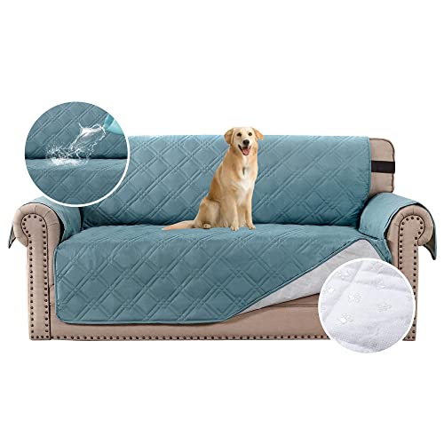 BellaHills 100% wasserdicht Zweisitzer Bezug für Haustiere Premium Quilted Furniture Protector Sofa Schonbezug für Love Seat Couch-Bezüge rutschfeste Bezüge für Wohnzimmer (2-Sitzer: Smoke Blue) von BellaHills