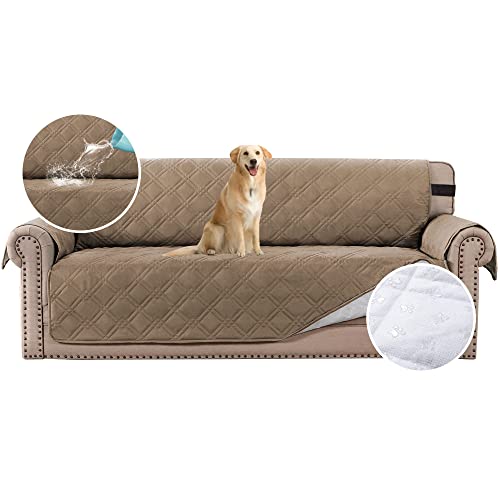 BellaHills 100% wasserdichte Sofabezüge für das Sofa rutschfeste Sofabezüge Sofabezug für das Wohnzimmer Schutz für Hunde Vor Haustieren, Verschütten, Abnutzung und Riss schützen (Dreisitzer: Taupe) von BellaHills