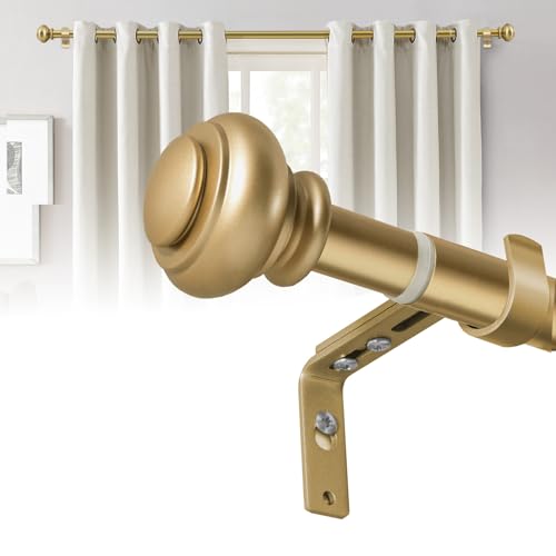 BellaHills 2 Stücks 76-269 cm Vorhangstange mit Kappenknäufen mit Halterungen, 25mm Durchmesser Gardinenstange Verstellbare Dekorative für Schlafzimmer, Wohnzimmer, Gold BellaHills 2 Stücks 76-269 cm Vorhangstange mit Kappenknäufen mit Halterungen, 25mm Durchmesser Gardinenstange Verstellbare Dekorative für Schlafzimmer, Wohnzimmer, Gold von BellaHills