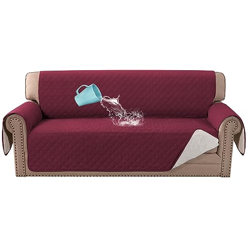 BellaHills 2023 Neue 100% wasserdichte Sofabezüge Couchbezug Sofabezug für Hunde Couchschutz Dreifach rutschfester Sofa-Schonbezug für 3 Kissen Couch Möbelschutz für Kinder (XL-Sofa 198 cm, von BellaHills