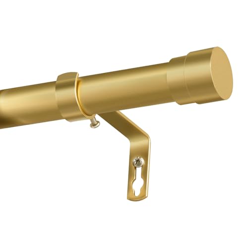 BellaHills 76-190cm Gardinenstange mit Halterungen, 25 mm Durchmesser Vorhangstange Verstellbare Gardinenstange Ausziehbar Gardinenstangen für Wohnzimmer, Schlafzimmer, Esszimmer, Gold von BellaHills