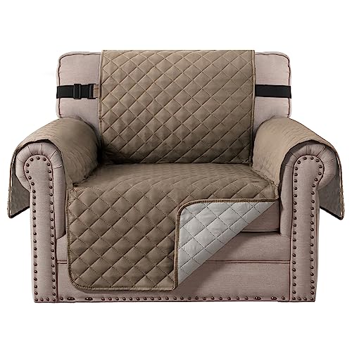 BellaHills Einsitzerbezug Schonbezug Reversible Gesteppte Möbelschoner, Mikrofaser-Sofa-Stuhlschoner mit elastischen Riemen bleiben an Ort und Stelle von BellaHills