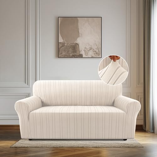 BellaHills Elastische Sofabezug Übergröße 2 Sitzer (170-185CM), High Stretch Couchbezug Sofaschoner rutschfest für Hunde Haustiere, Natürlich von BellaHills