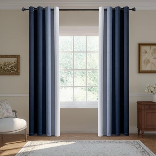 BellaHills Farbverlauf Verdunklungsvorhänge, Thermovorhang Kälteschutz Gardinen mit Ösen Schlafzimmer, Schallschutz Vorhänge Blickdicht gegen Kälte Wohnzimmer, H145 x B140 cm, 2er Set, Marineblau BellaHills Farbverlauf Verdunklungsvorhänge, Thermovorhang Kälteschutz Gardinen mit Ösen Schlafzimmer, Schallschutz Vorhänge Blickdicht gegen Kälte Wohnzimmer, H145 x B140 cm, 2er Set, Marineblau von BellaHills