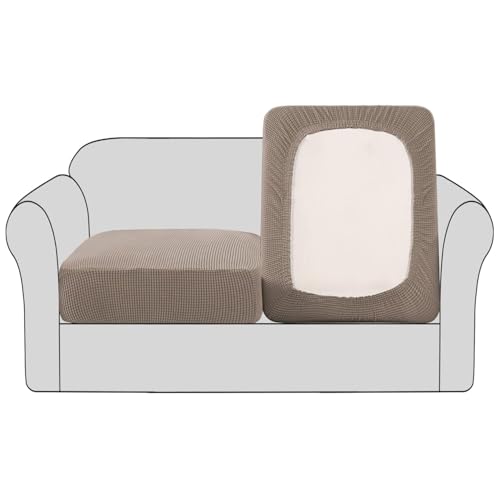BellaHills Sofa Sitzkissenbezug Stretch Stuhl Schonbezug Spandex Elastic Couch Kissenbezüge Möbelschutz für Sofa Sitzkissen（2 Sitzer Kissen, Taupe von BellaHills