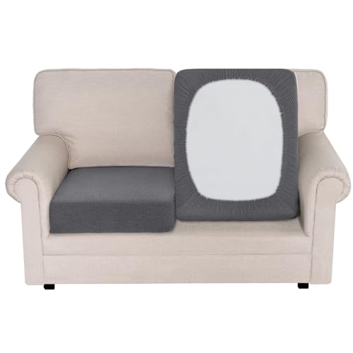 BellaHills Sofa Überzug-Hochelastischer Sitzbezug 2-Sitzer (58-70cm), Wohnzimmer Sofa Sitzbezug Möbelbezug rutschfest und weich, mit Elastischem Boden, Grau von BellaHills