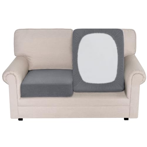 BellaHills Sofa Überzug-Hochelastischer Sitzbezug 2-Sitzer (58-70cm), Wohnzimmer Sofa Sitzbezug Möbelbezug rutschfest und weich, mit Elastischem Boden, Taube von BellaHills