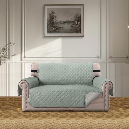 BellaHills Sofa Überzug Übergröße 2 Sitzer (140CM), Waschbar Weiche Couch Überzug Sofa Bezug für Wohnzimmer, Anti-rutsch Sofaüberwürfe für Hund Katze, Lilypad von BellaHills