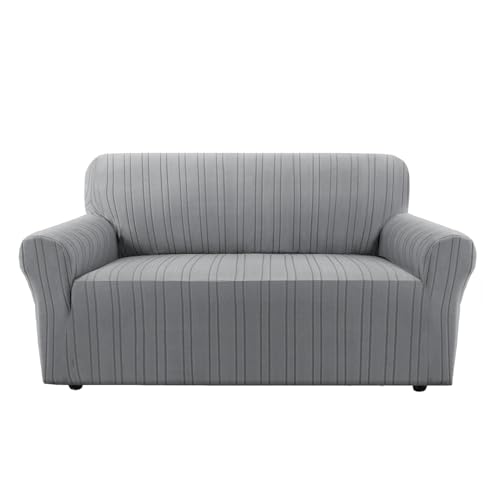 BellaHills Strecken Sofabezug 2 Sitzer (135-165CM) Superweich Elasthan Sofaüberwurf für Hunde Haustier Couchbezug Möbelschutz mit Armlehne, Grau von BellaHills