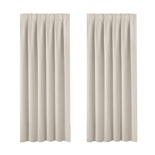 BellaHills Verdunkelungsvorhänge Wärmeisolierte Fensterbehandlung Massiver Bleistiftfalten-Verdunkelungsvorhang für Wohn- / Schlafzimmer Elegantes Beige, 183cm x 117cm(H x B) von BellaHills