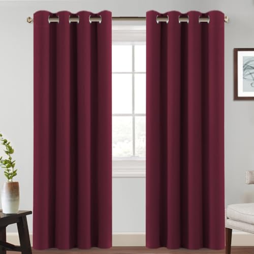BellaHills Verdunklungsvorhänge Gardinen 2er Set H240 x B132 cm, Blickdicht Gardinen mit Ösen für Schlafzimmer Thermogardine Kälteschutz Vorhang Blickdicht, Burgundisch BellaHills Verdunklungsvorhänge Gardinen 2er Set H240 x B132 cm, Blickdicht Gardinen mit Ösen für Schlafzimmer Thermogardine Kälteschutz Vorhang Blickdicht, Burgundisch von BellaHills