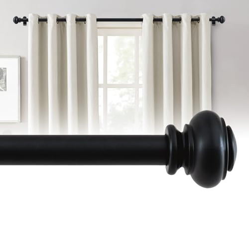 BellaHills Vorhangstange Schwarz 76 bis 150 cm, 25mm Durchmesser Vorhangstange Ausziehbar Metall, Halterungen mit Ausziehbar, Vorhangstange für Schlafzimmer von BellaHills