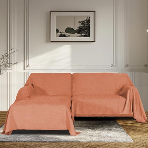 BellaHills Wasserdicht Sofabezug Ecksofa I Form Sofa Überzug Couchbezug Couch Überwurf 1/2/3 Sitzer Sofaschutz Sofaüberwurfe Couchschoner Sofabezüge für Hund Katze (Orangefarben, 180230cm x 180279cm) von BellaHills