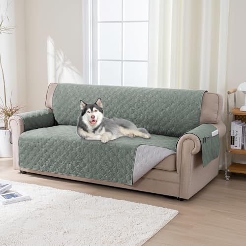 BellaHills Wasserdicht Sofabezug Übergröße 3 Sitzer (51x198cm), Sofa Auflage Pets Couch Überzug Anti-rutsch Sofa Überzug mit Gummiband, Lilienkissen von BellaHills
