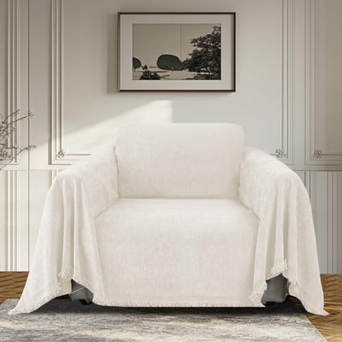 BellaHills Wasserdicht Sofaüberwurf 1/2/3 Sitzer L Form Sofa Couch überzug Ecksofa, Universelle Sofa Überwurf, Sofabezug Pets Dog Couch überzug Chenille Sofaschutz für Wohnzimmer (Beige, 180x230cm) von BellaHills