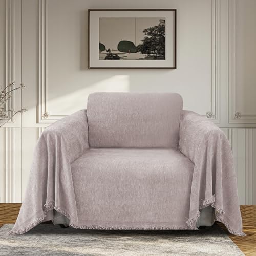 BellaHills Wasserdicht Sofaüberwurf 1/2/3 Sitzer L Form Sofa Couch überzug Ecksofa, Universelle Sofa Überwurf, Sofabezug Pets Dog Couch überzug Chenille Sofaschutz für Wohnzimmer (Kamel, 180x230cm) von BellaHills