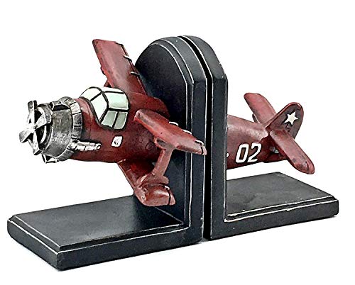 Bellaa 24230 Vintage Flugzeug Buchstützen Industrie Bücherregal 25,4 cm von Bellaa