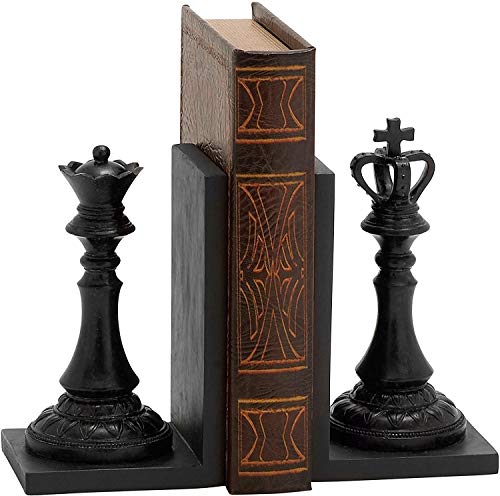 Exquisites Buchstützenpaar Royal King und Queen Schach, 12,7 x 20,3 cm, Polystone von Bellaa
