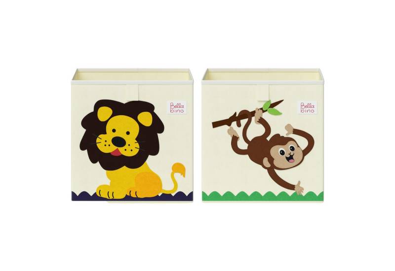 Bellabino Aufbewahrungsbox für Kinderzimmer Helme (Affe/Löwe, 2 St., 2er Set), Spielzeug Aufbewahrung mit verschiedenen Motiven, 30x30x30 cm von Bellabino
