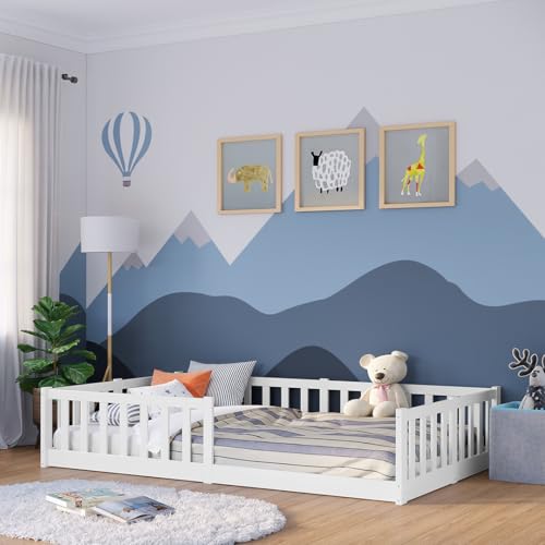 Bellabino Vere Bodenbett 120x200 cm – Montessori Kinderbett mit Rausfallschutz & Lattenrost, Massives Boden Bett für Jungen & Mädchen aus Holz Kiefer – Kleinkindbett in Weiß Bellabino Vere Bodenbett 120x200 cm – Montessori Kinderbett mit Rausfallschutz & Lattenrost, Massives Boden Bett für Jungen & Mädchen aus Holz Kiefer – Kleinkindbett in Weiß von Bellabino