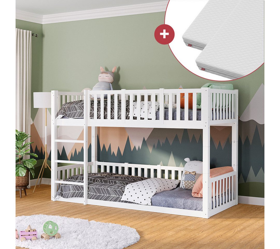 Bellabino Etagenbett Erie (mit 2 Matratzen), Hochbett umbaubar zu 2 Einzelbetten, aus Kiefer Massivholz und MDF von Bellabino