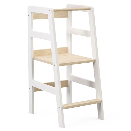 Bellabino Milo Lernturm für Kinder Weiß/Natur, 3-Fach höhenverstellbar, Montessori Lernturm ab 1 Jahr aus Kiefer Massivholz, Küchenhelfer für Kinder Trittschemel Bellabino Milo Lernturm für Kinder Weiß/Natur, 3-Fach höhenverstellbar, Montessori Lernturm ab 1 Jahr aus Kiefer Massivholz, Küchenhelfer für Kinder Trittschemel von Bellabino
