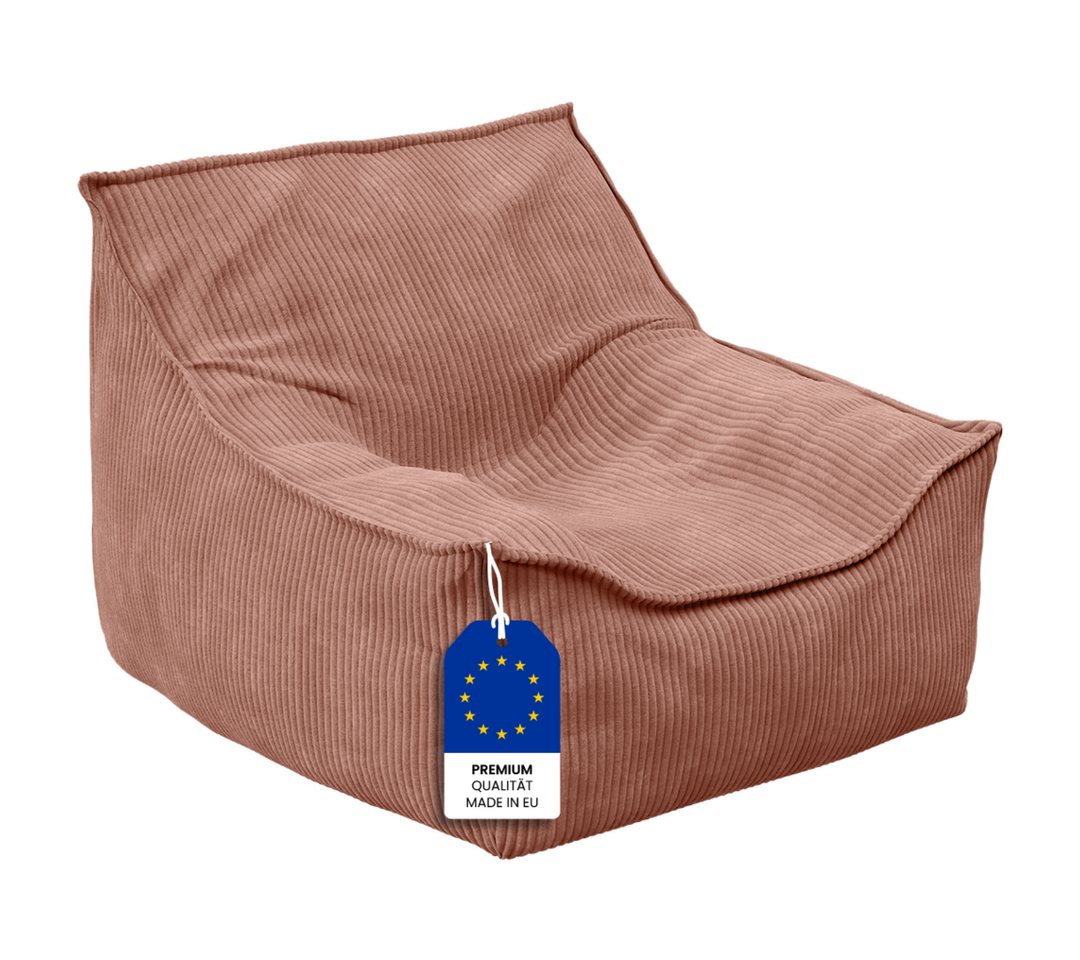 Bellabino Sitzsack Cleo (verfügbar in Beige, Türkis, Terrakotta), Kindersitzsack aus Cord, 50x75x60 (HxTxB) von Bellabino
