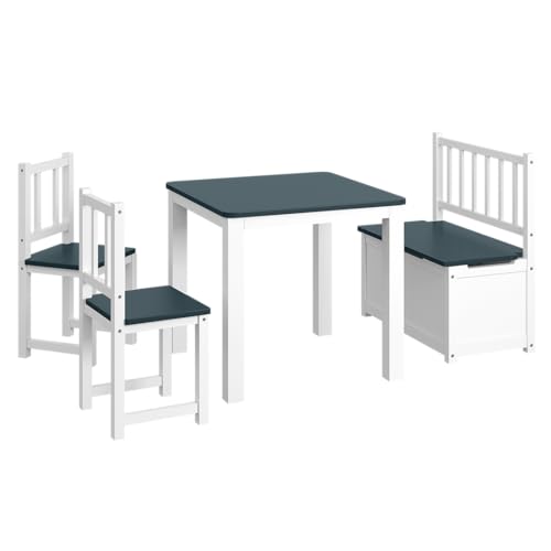 Bellabino Sora Kindersitzgruppe – Kindertisch mit 2 Stühlen und 1 Kindersitzbank aus Holz – Sitzgruppe Kinder Indoor Weiß/Grau – Maltisch und Basteltisch ab 2 Jahren – Spieltisch Kinderzimmer Bellabino Sora Kindersitzgruppe – Kindertisch mit 2 Stühlen und 1 Kindersitzbank aus Holz – Sitzgruppe Kinder Indoor Weiß/Grau – Maltisch und Basteltisch ab 2 Jahren – Spieltisch Kinderzimmer von Bellabino
