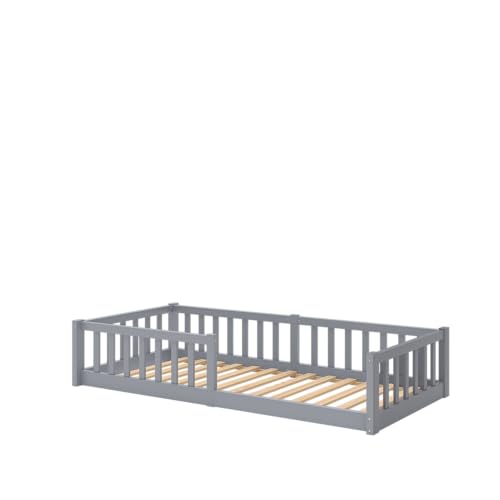 Bellabino Vere Bodenbett 90x200 cm – Montessori Kinderbett mit Matratze, Rausfallschutz & Lattenrost – Jungen & Mädchen Kinder Bett aus Holz Kiefer – Kleinkindbett in Hellgrau Bellabino Vere Bodenbett 90x200 cm – Montessori Kinderbett mit Matratze, Rausfallschutz & Lattenrost – Jungen & Mädchen Kinder Bett aus Holz Kiefer – Kleinkindbett in Hellgrau von Bellabino