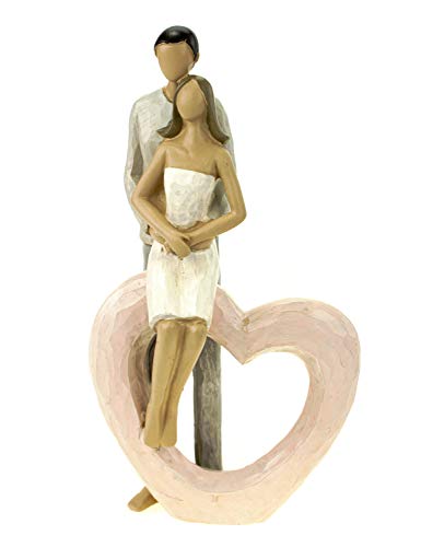 Figur Liebespaar mit Herz aus Poly, bunt 13x23x7cm von Belladecora